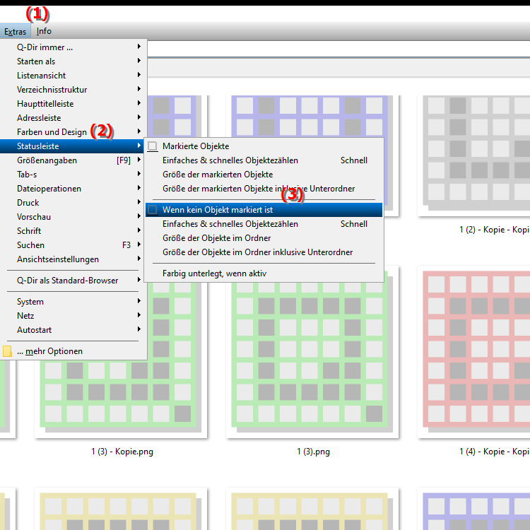 Was passiert, wenn kein Objekt markiert ist im Datei Explorer